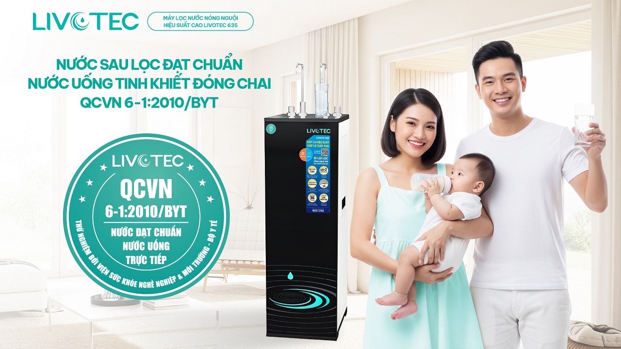 Livotec 635 cho nước đạt chuẩn QCVN 6-1:2010/BYT