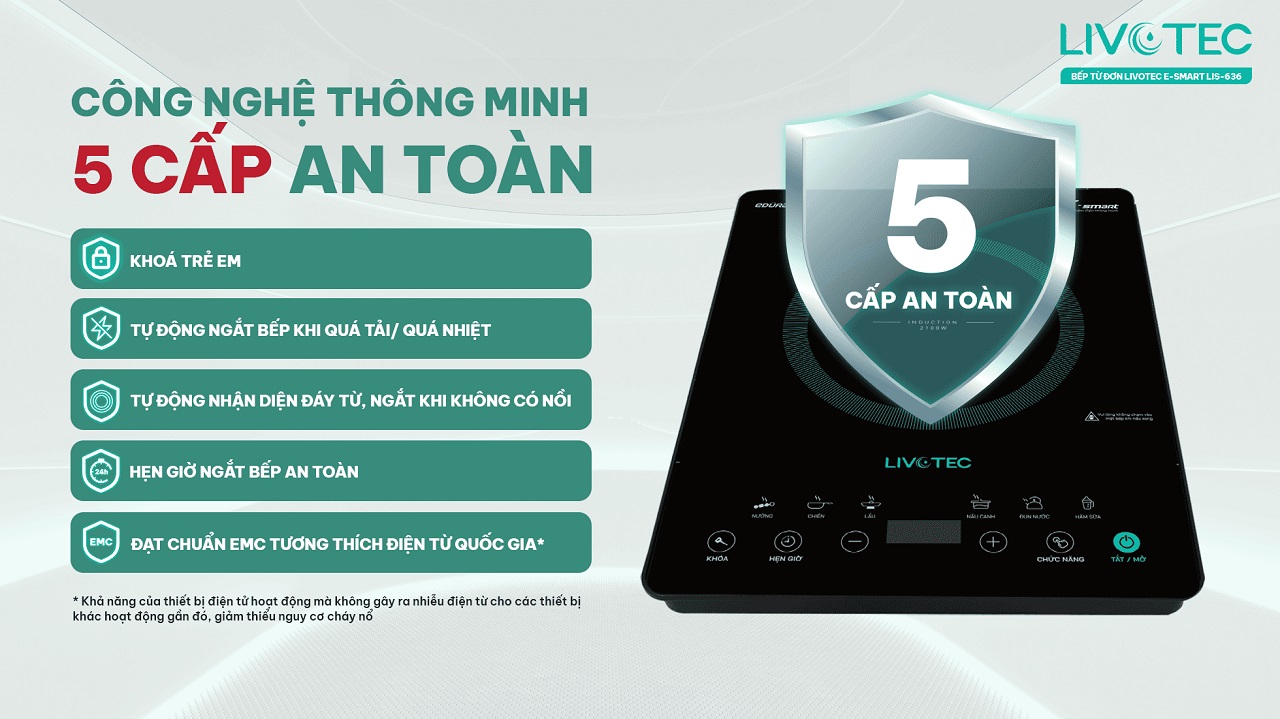 Bếp từ đơn Livotec E-Smart LIS-636 5 cấp an toàn