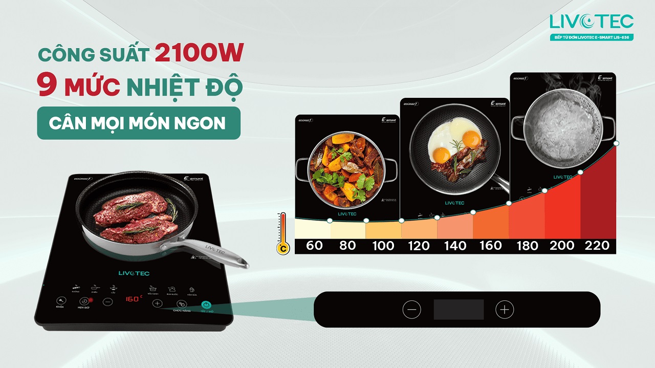 Bếp từ đơn Livotec E-Smart LIS-636 9 mức nhiệt độ