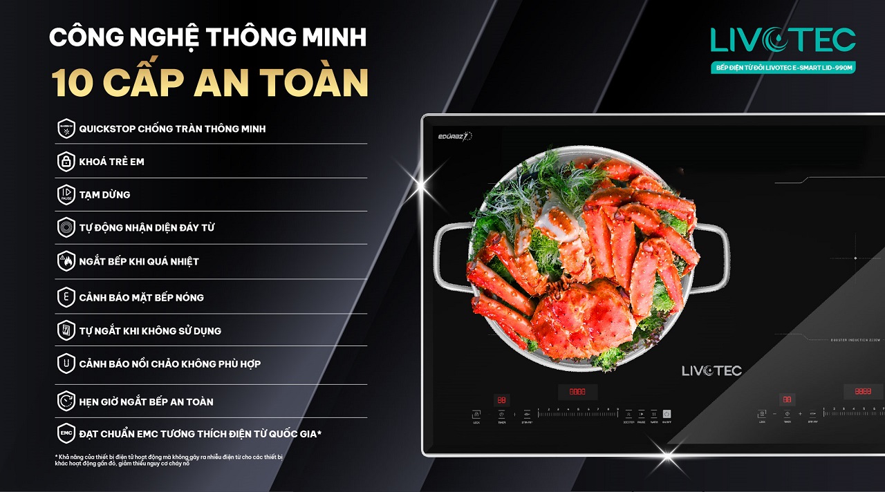 Livotec E-SMART LID-990M 10 cấp an toàn, chống cháy nổ