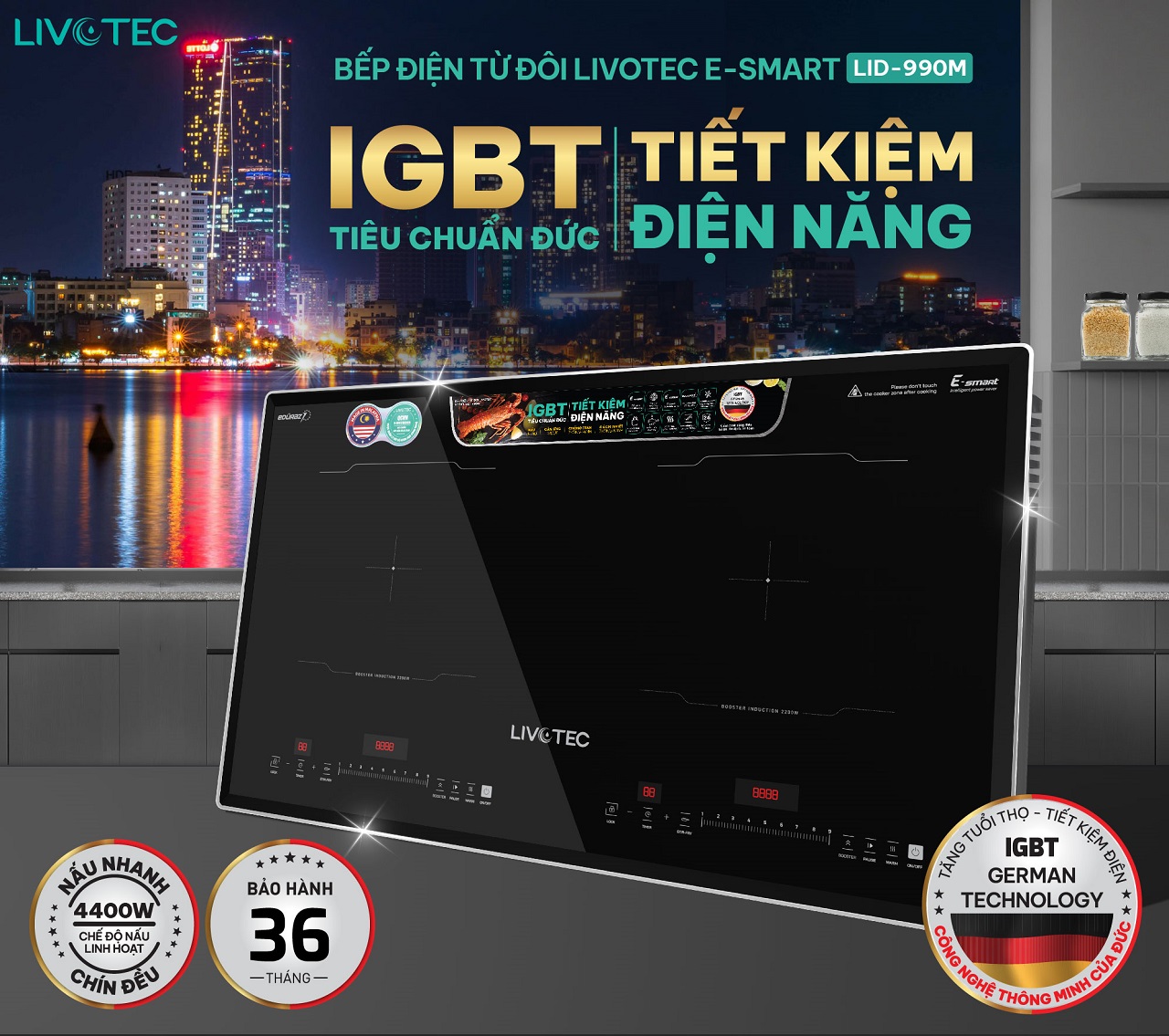 Bếp từ đôi Livotec LID-990M IGBT chuẩn Đức