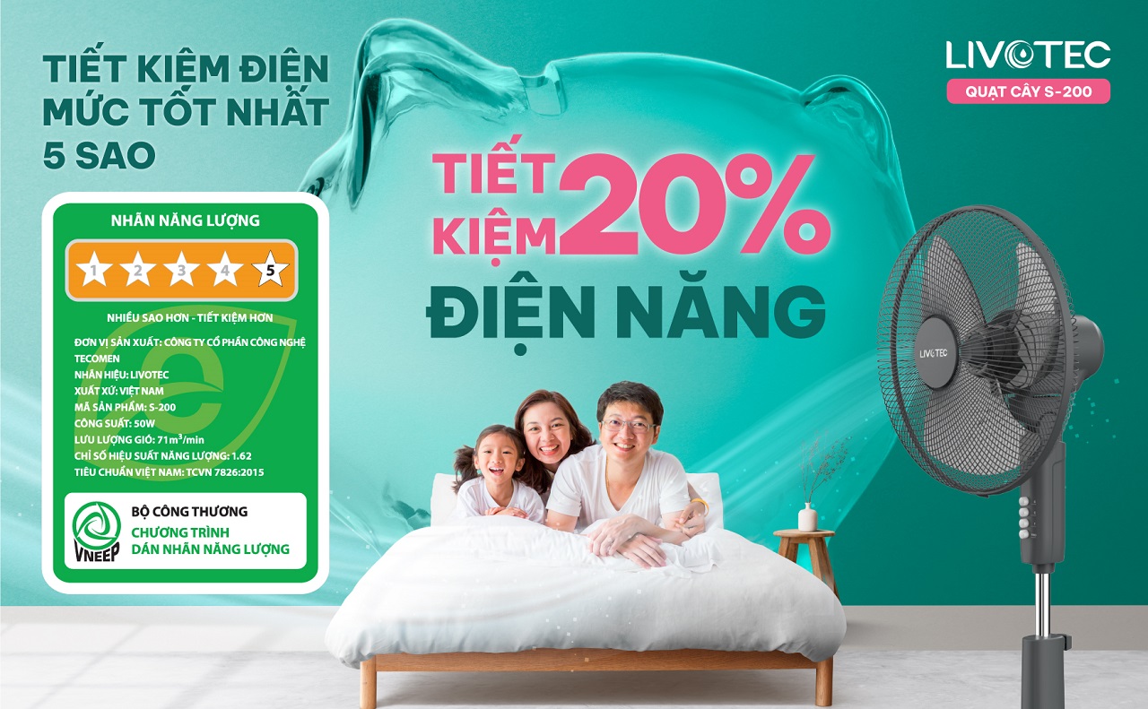 Quạt cây Livotec S-200 tiết kiệm điện năng