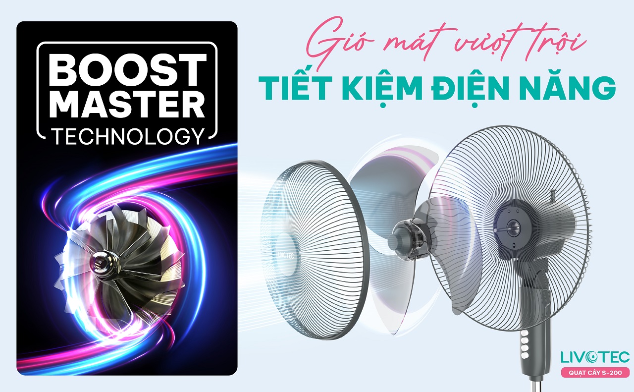 Quạt cây Livotec S-200 công nghệ Boost Master gió mạnh