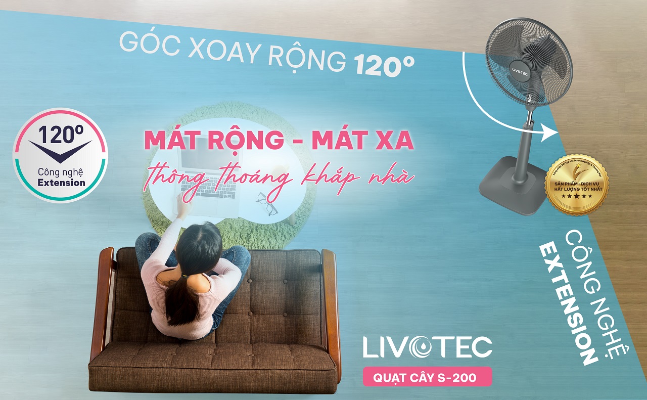 Quạt cây Livotec S-200 mát rộng thông thoáng không gian
