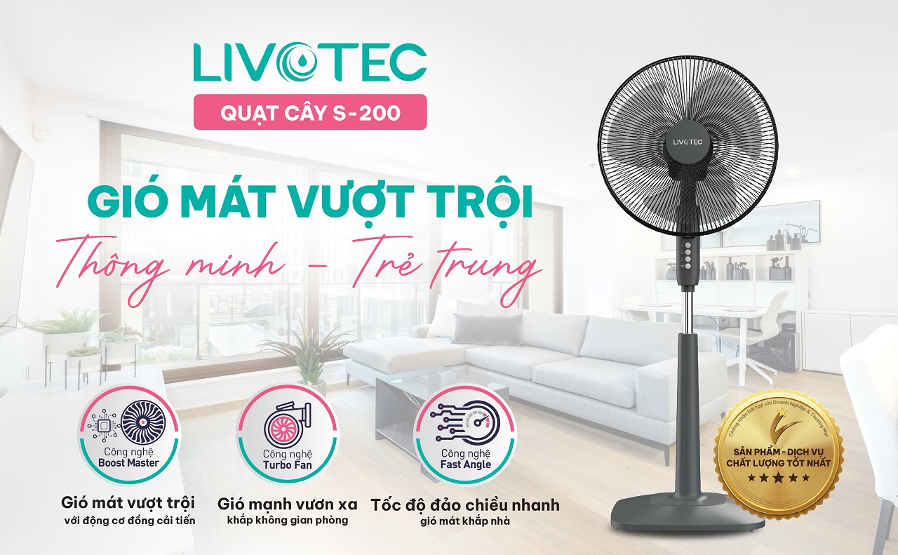Quạt cây Livotec S-200 gió mát vượt trội thông minh