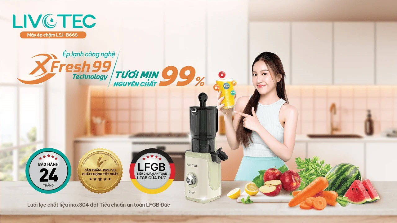 Máy ép chậm Livotec LSJ-B66S cho nước ép sánh mịn