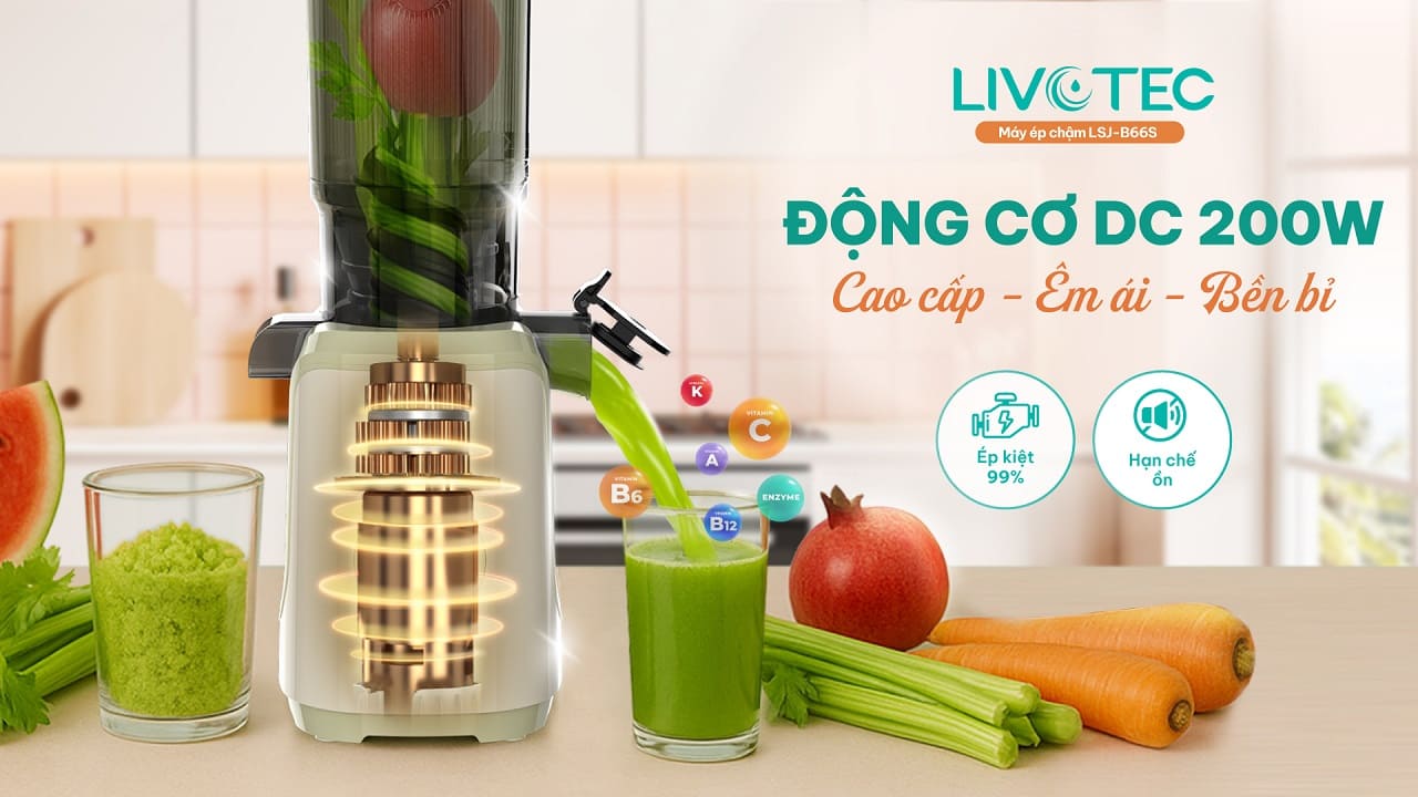 Máy ép chậm Livotec LSJ-B66s động cơ DC lõi đồng