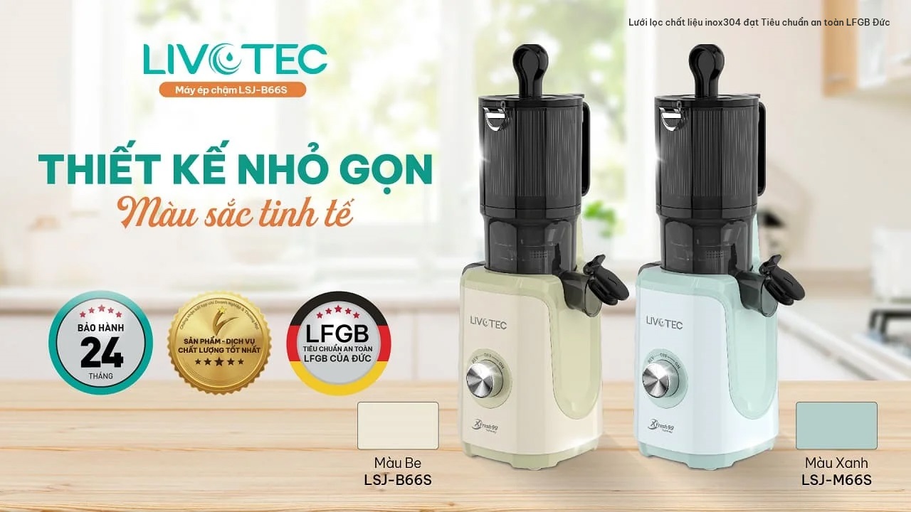Máy ép chậm Livotec LSJ-B66s thiết kế nhỏ gọn