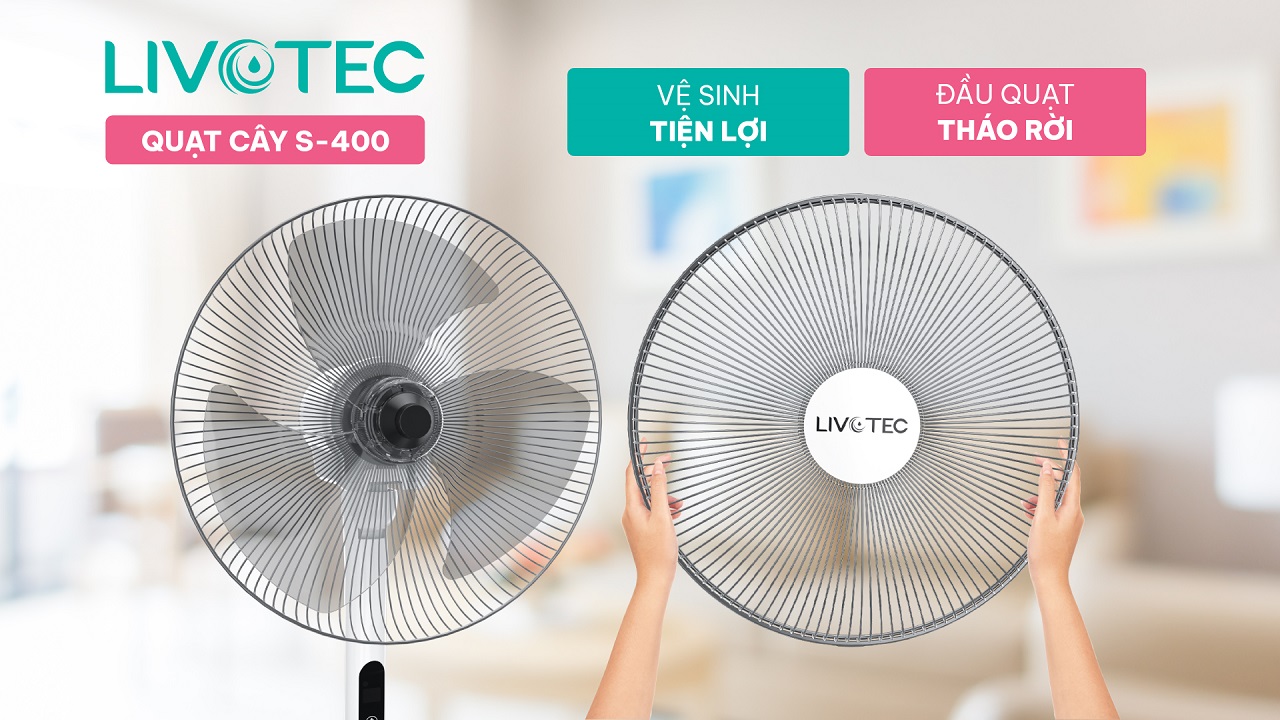 Quạt cây Livotec S-400 dễ dàng vệ sinh