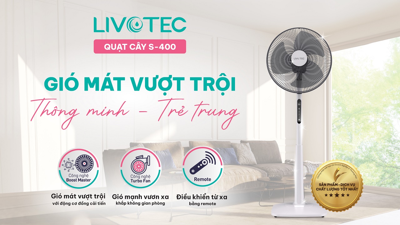 Quạt cây Livotec S-400 gió mát vượt trội thông minh trẻ trung