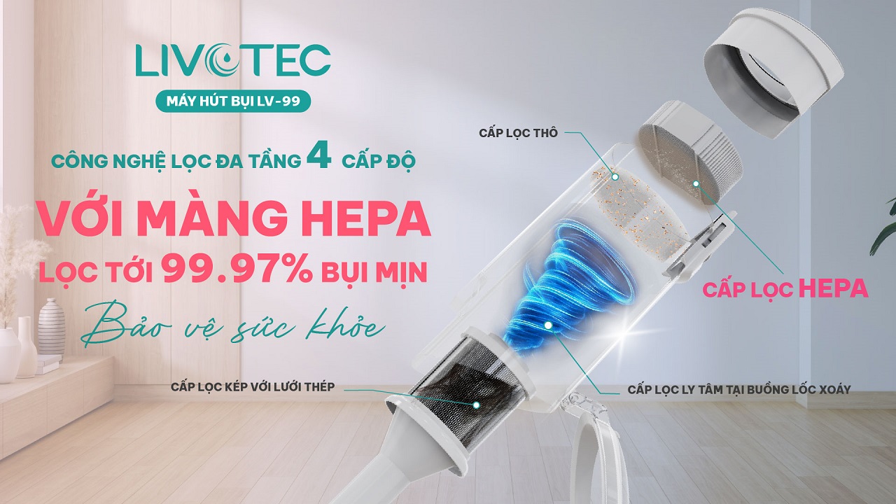 Bộ lọc HEPA được tích hợp trong Livotec LV-99