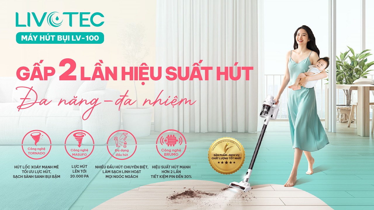 Máy hút bụi, Livotec LV-200 gấp 2 lần lần hiệu suất hút