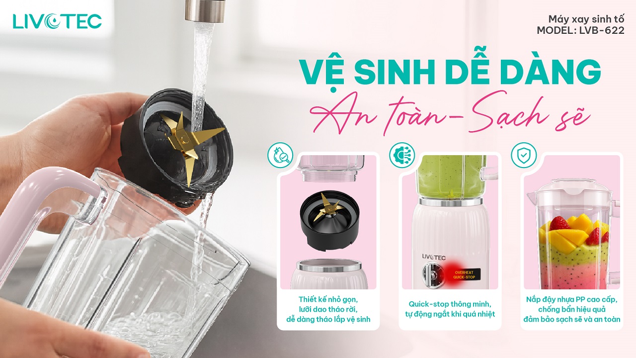 Livotec LVB-622 lưỡi dao tháo rời dễ vệ sinh