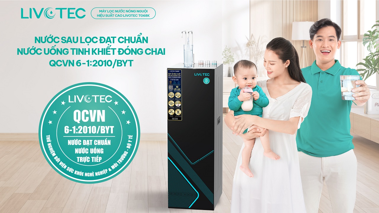 Nước sau lọc Livotec TG68K đạt chuẩn đóng chai