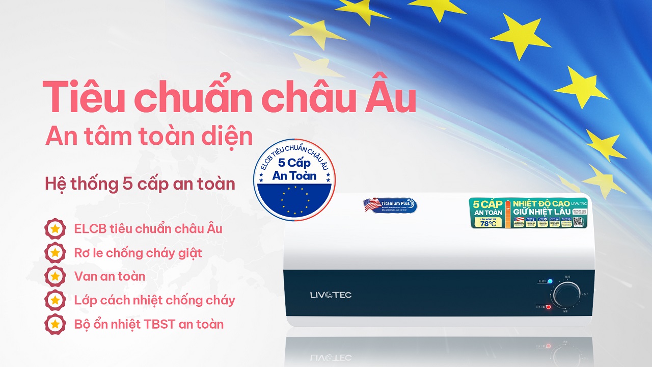 Livotec LWH-I20A25 đạt chuẩn an toàn Châu Âu