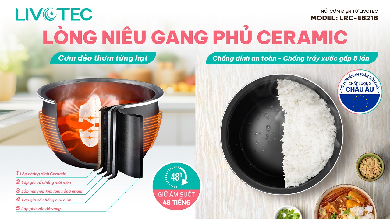 Livotec LRC-E8218 lòng nồi gang niêu ceramic
