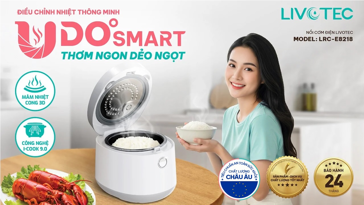 Nồi cơm điện tử Livotec LRC-E8218 thiết kế trẻ trung hiện đại