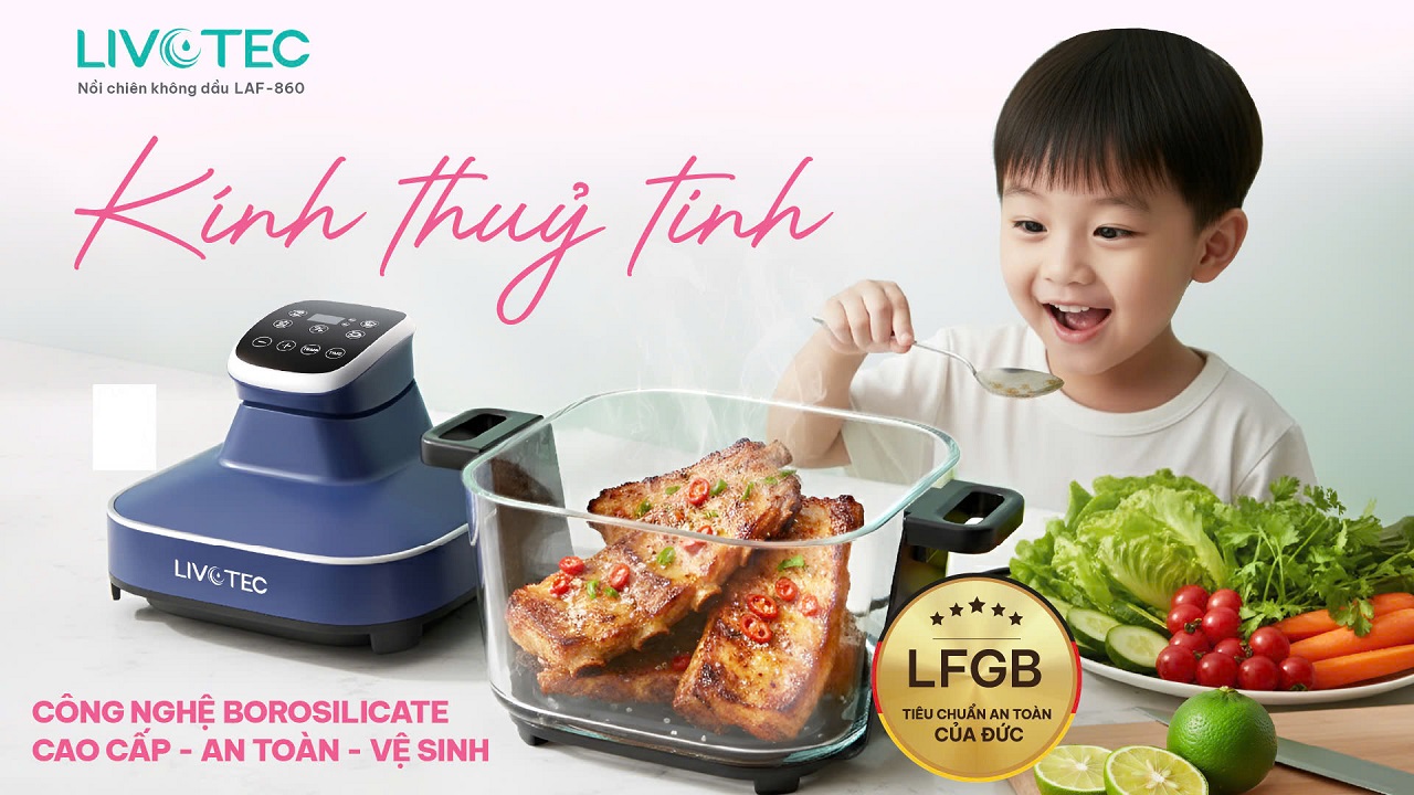Nồi chiên LAF-860 khoang thủy tinh Borosilicate cao cấp