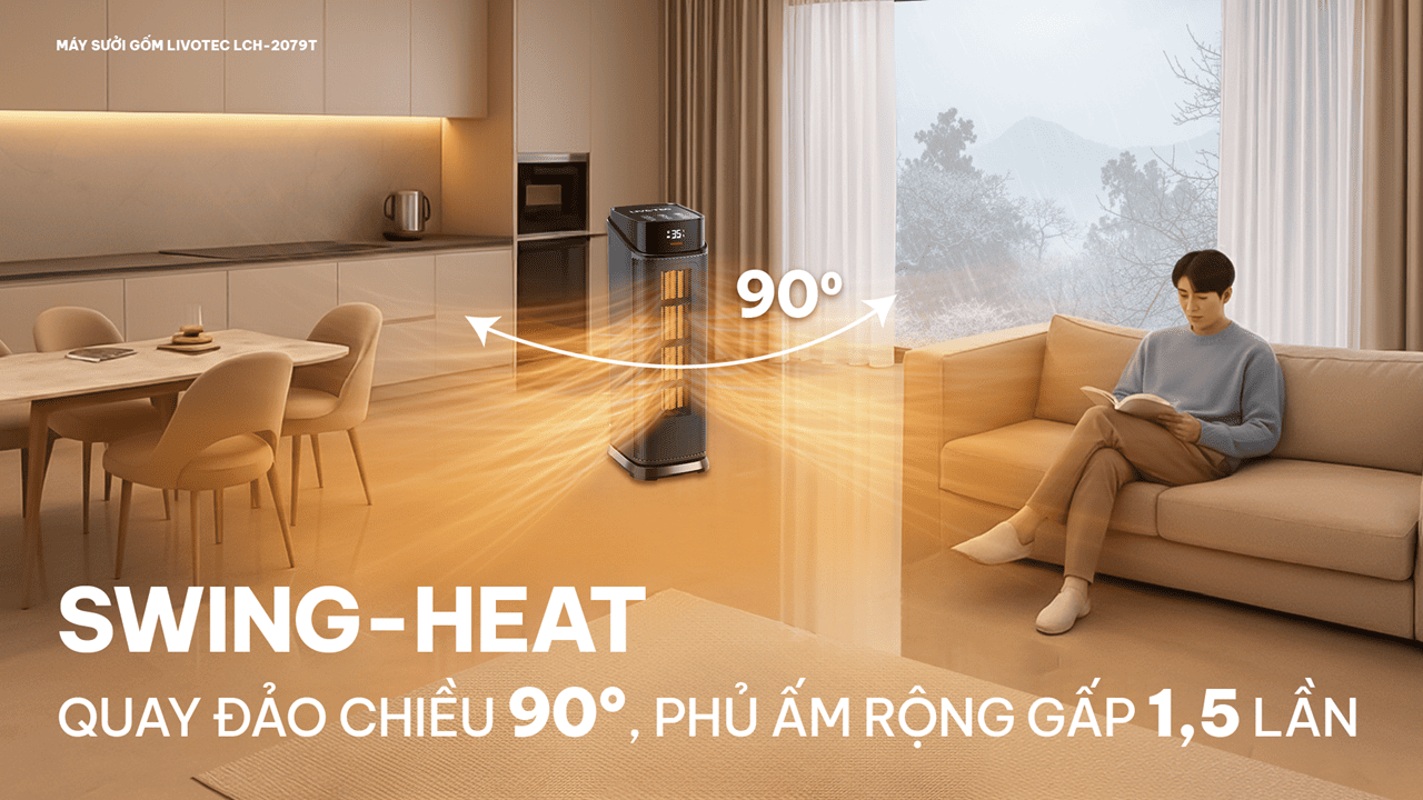 Livotec LCH-2079T với Swing-Heat quay đảo chiều 90°