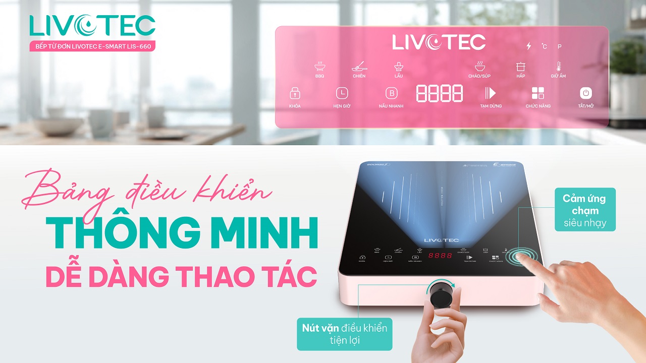 Bếp từ đơn Livotec LIS-660 bảng điều khiển thông minh dễ dàng thao tác