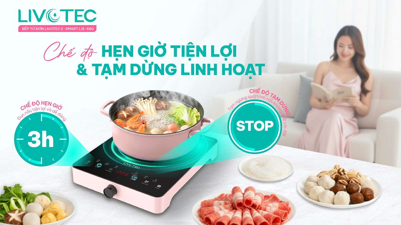 Bếp từ đơn Livotec LIS-660 chế độ tạm dừng và hẹn giờ linh hoạt