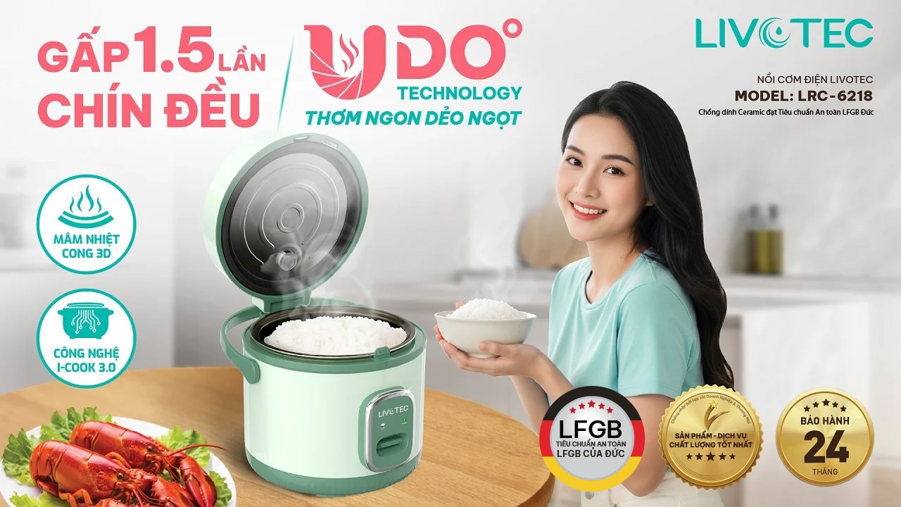 Nồi cơm Livotec LRC-6218 hạt cơm chín đều, dẻo ngon lâu