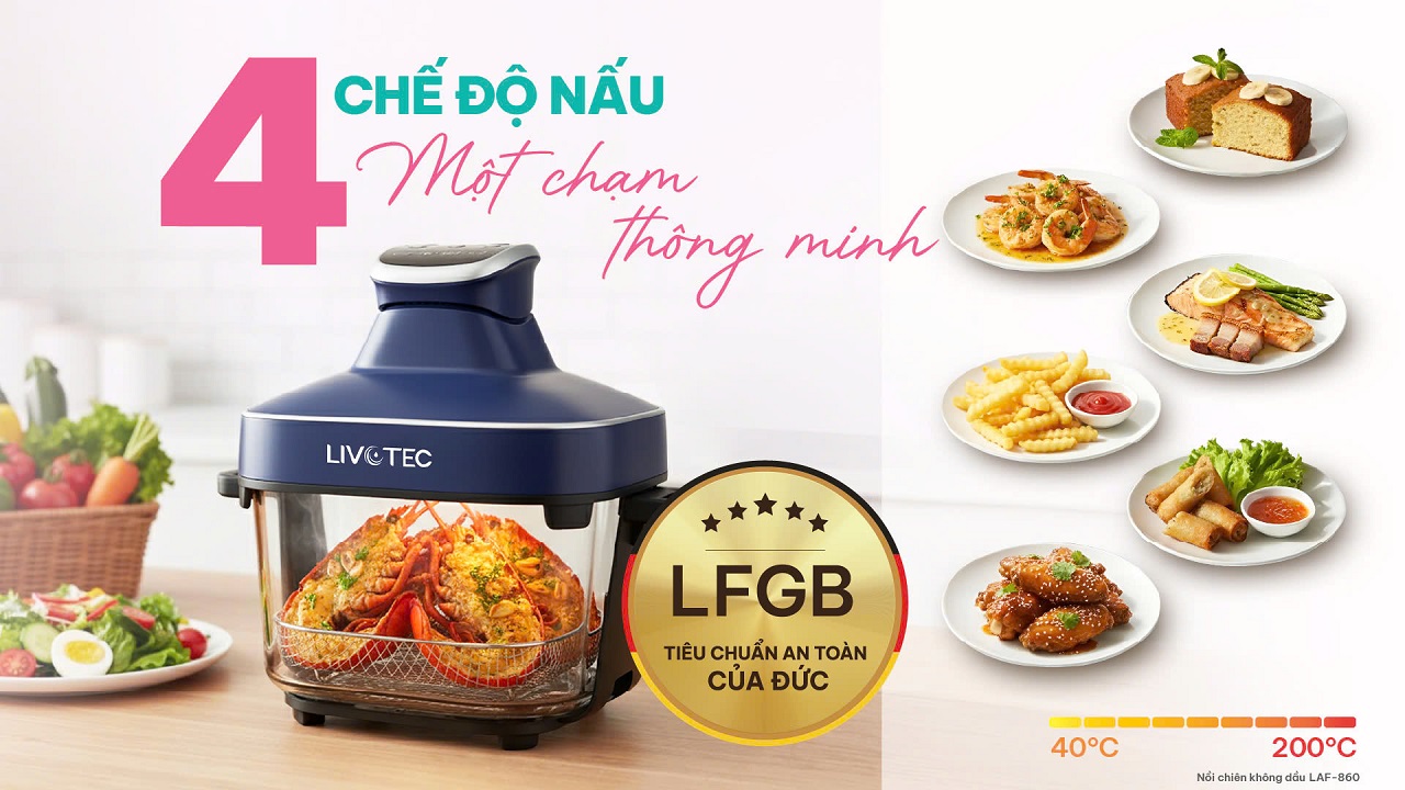 Nồi chiên không dầu LAF-860 có 4 chế độ nấu tiện lợi