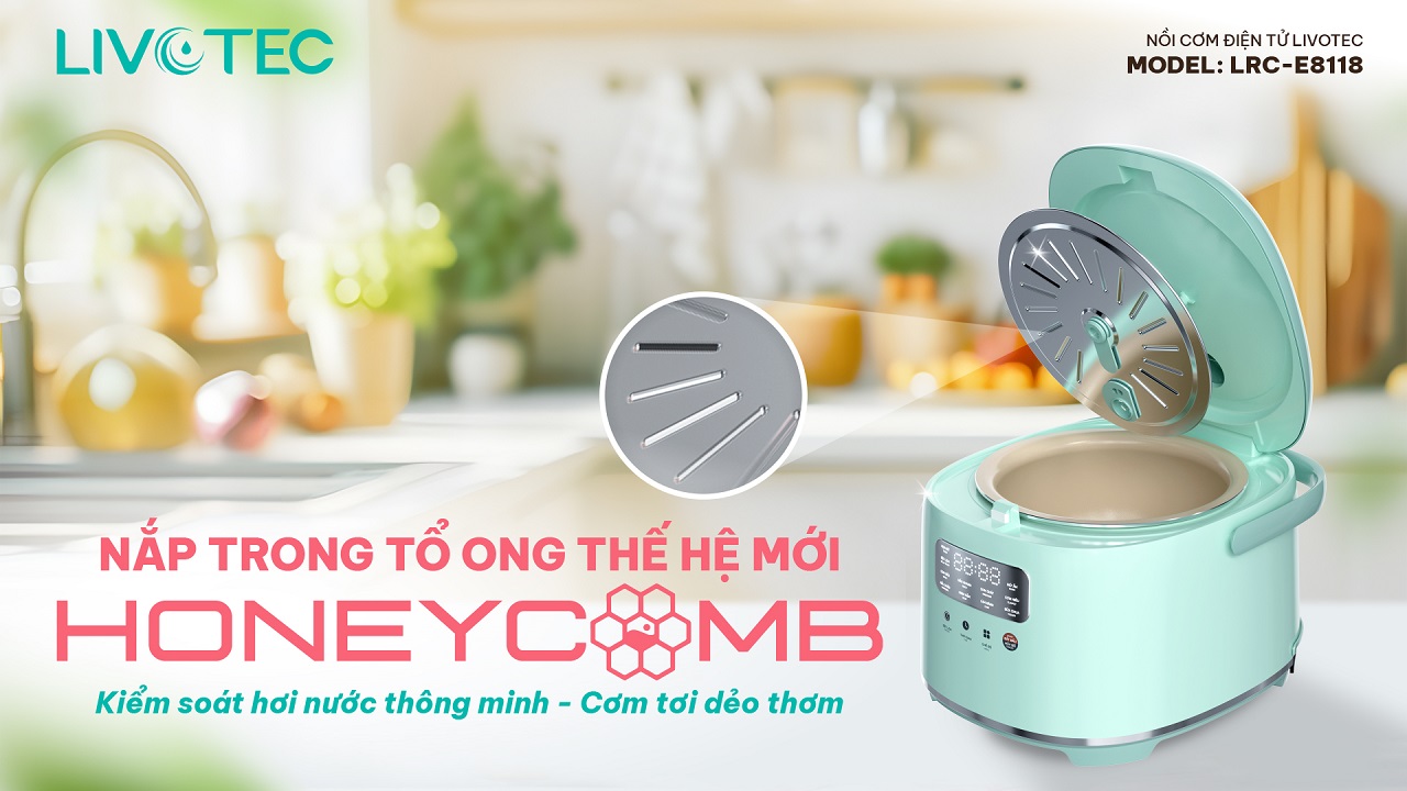 Nồi cơm điện tử LRC-E8118 nắp trong Honeycomb mới