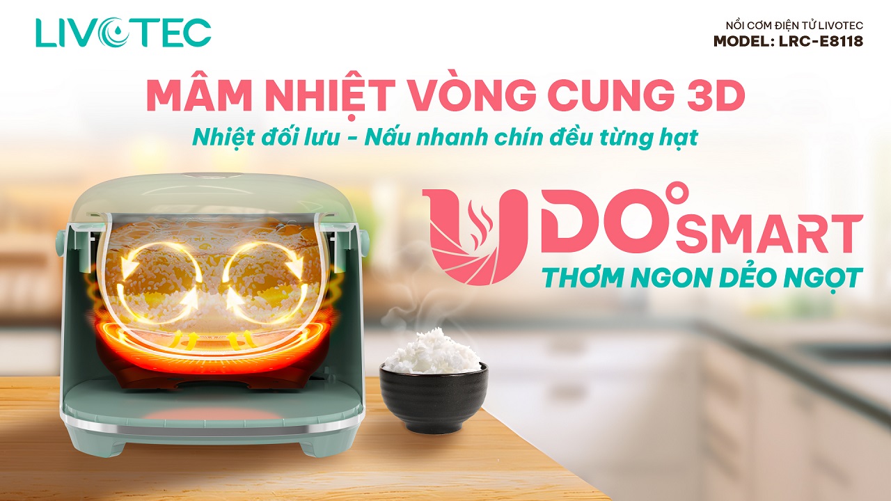 Nồi cơm LRC-E8118 UDO Smart, điều chỉnh nhiệt tự động