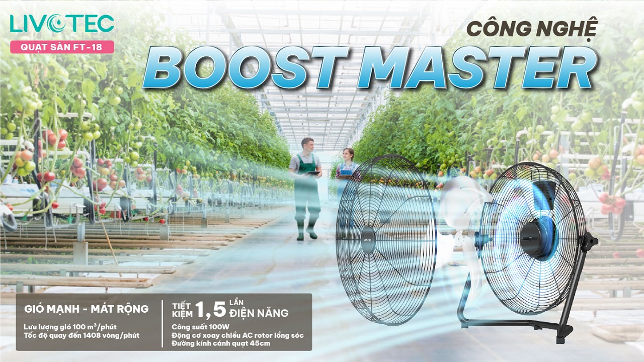 Quạt sàn Livotec FT-18 Boost Master mạnh mẽ với động cơ AC