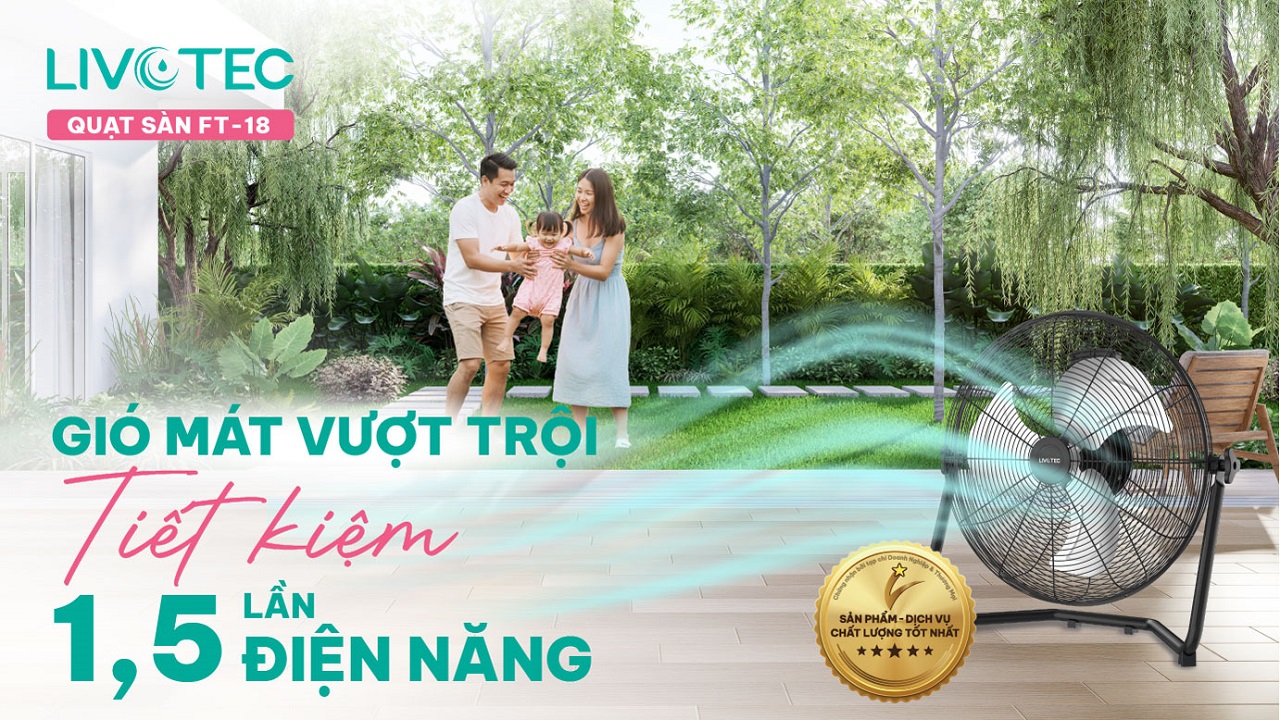 Quạt sàn Livotec FT-18 cho gió mát vượt trội, tiết kiệm điện năng