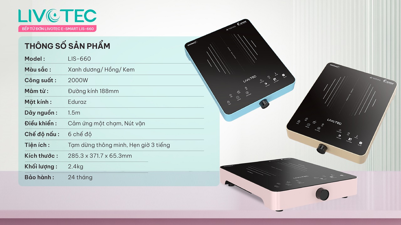 Thông số kỹ thuật bếp từ Livotec LIS-660