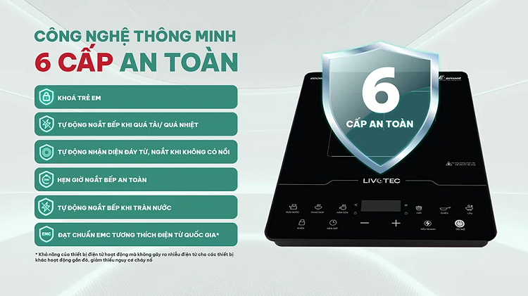 Bếp từ với trang bị 6 cấp độ án toàn