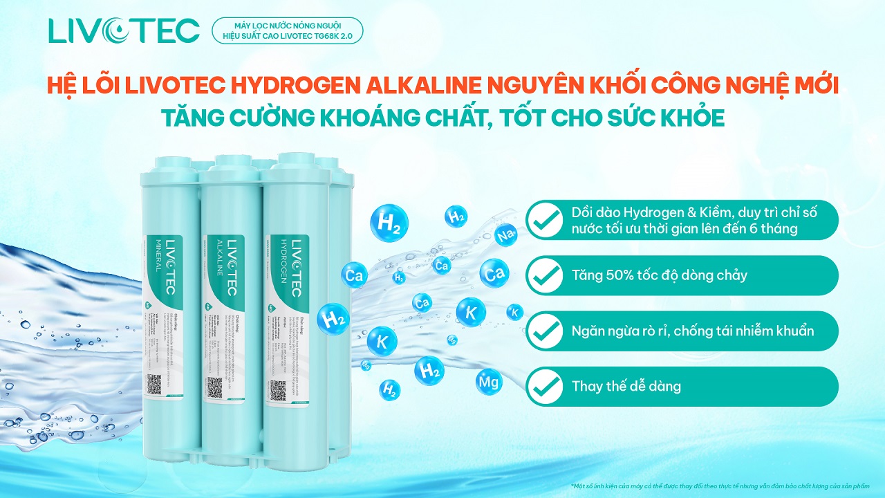 Livotec TG68K 2.0 với hệ lõi HP Hydrogen Alkaline
