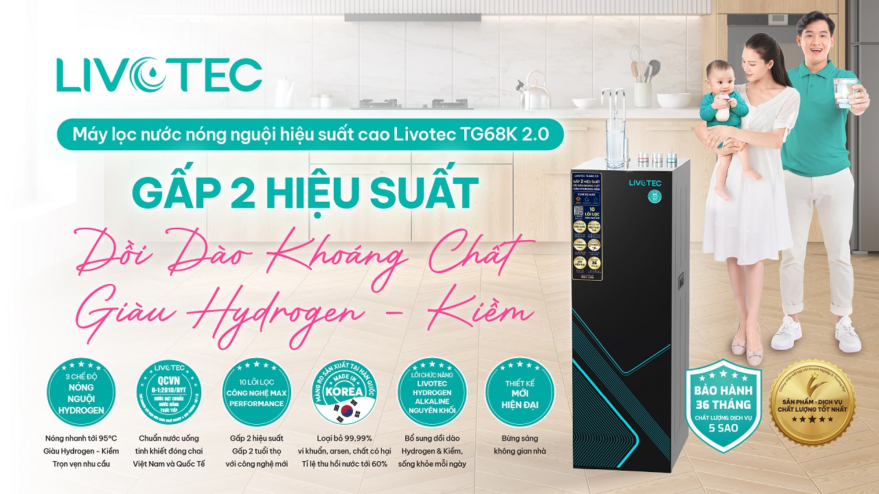 Livotec TG68K 2.0 hiệu suất gấp đôi, giàu Hydrogen