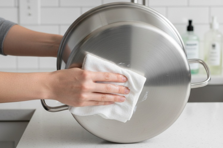 Giữ đáy nồi và mặt bếp sạch, khô ráo