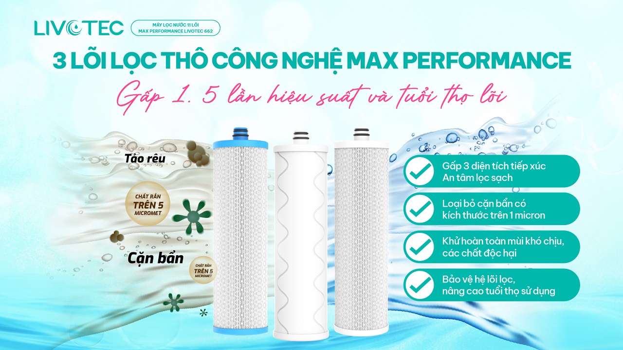 Livotec 662 sử dụng 3 lõi thô Max Performance bền bỉ và tăng tuổi thọ