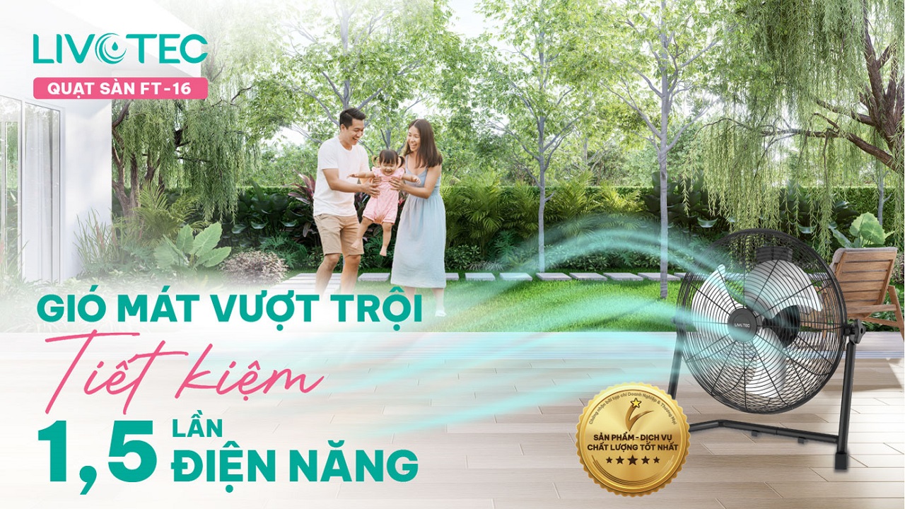 Quạt sàn Livotec FT-16 – Gió mát vượt trội, tiết kiệm 1.5 lần điện năng