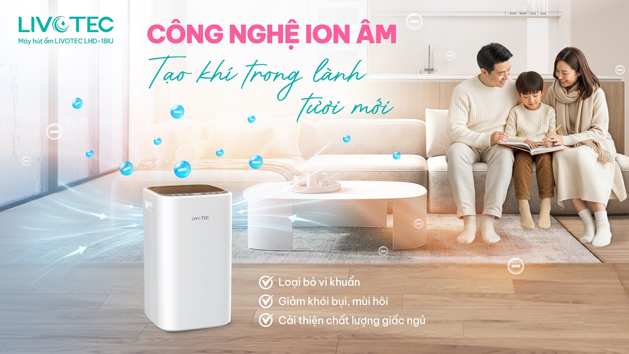 Máy hút ẩm Livotec LHD-18IU ion âm tạo khí