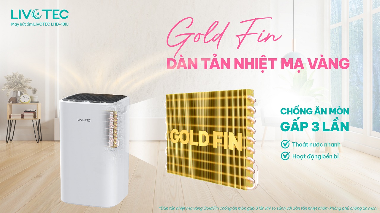 Livotec LHD-18IU dàn tản nhiệt Gold Fin độ bền vượt trội