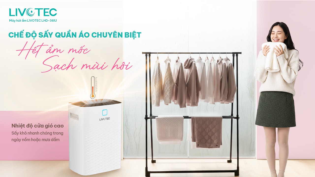 Livotec LHD-36IU chế độ sấy quần áo thông minh