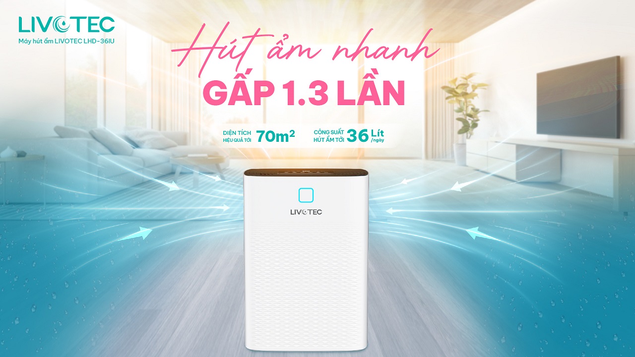 Livotec LHD-36IU hút ẩm nhanh gấp 1.3 lần