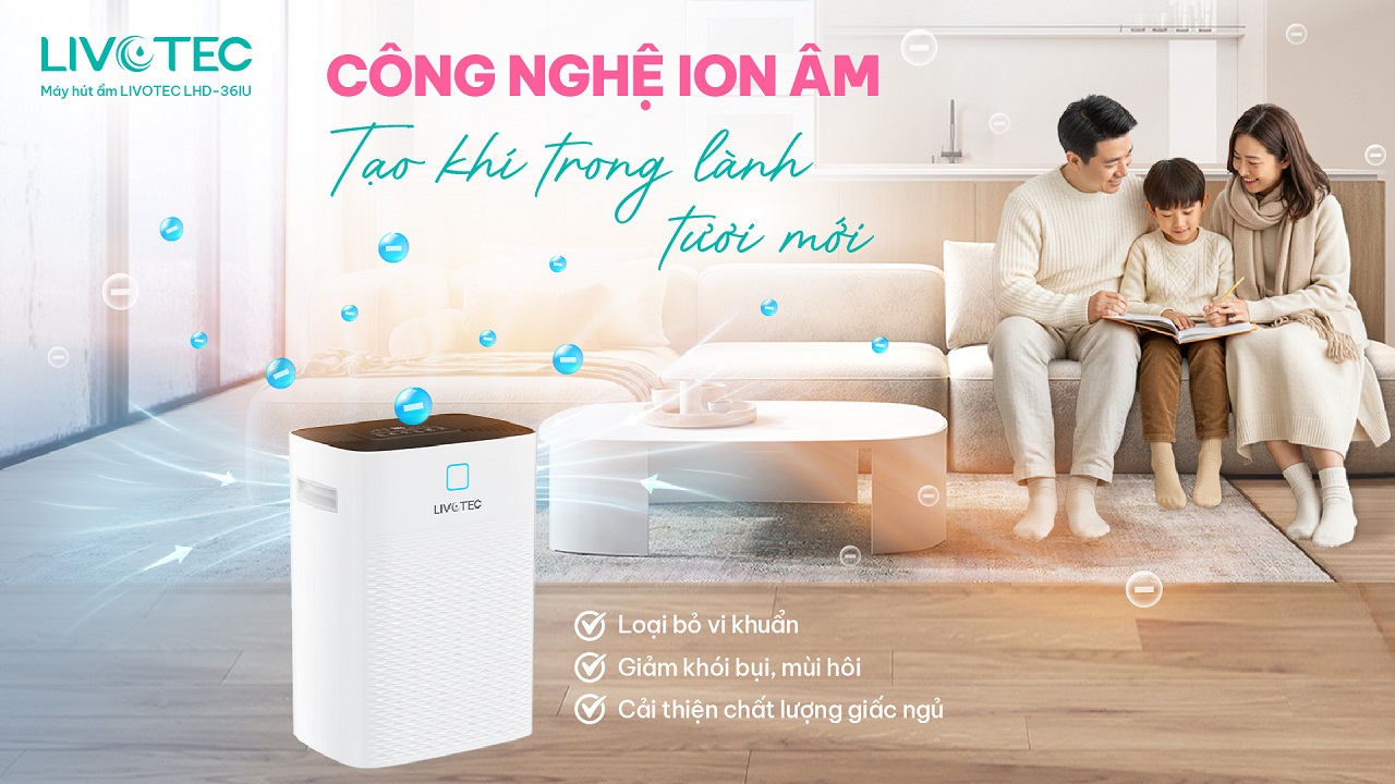 Máy hút ẩm Livotec LHD-36IU ion âm tạo khí trong lành