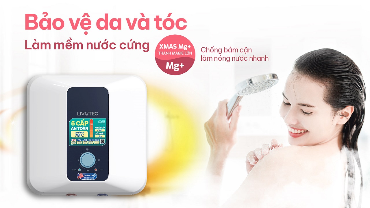 Bình nước nóng gián tiếp LWH-V15A25 thanh magie XMAS MG+ làm mềm nước