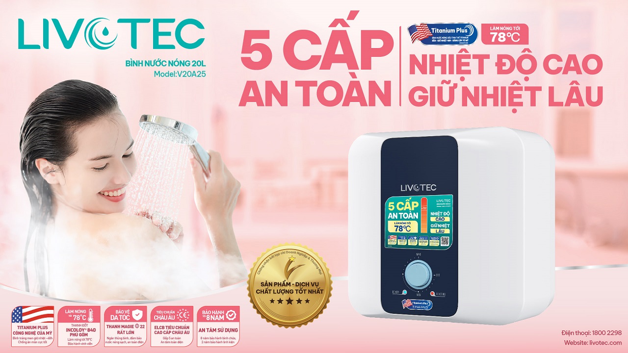 Bình nước nóng LWH-V20A25 5 cấp an toàn nhiệt độ ổn định