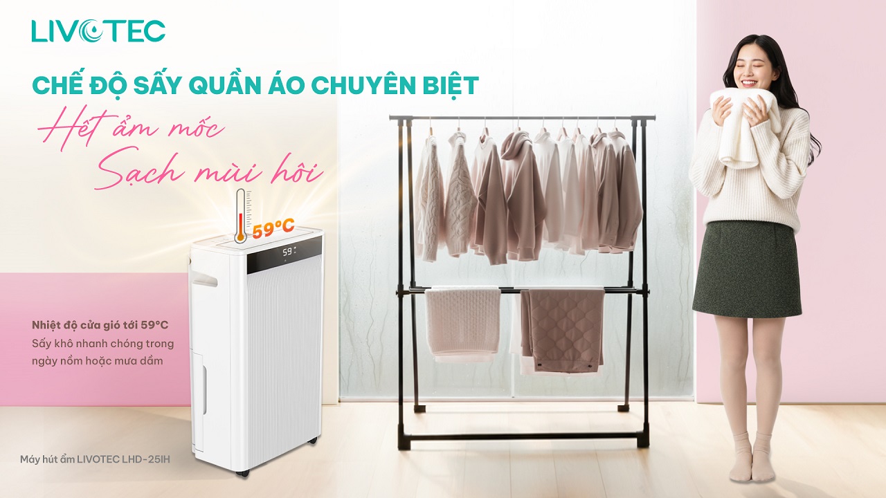 Máy hút ẩm LHD-25IH sấy quần áo thông minh