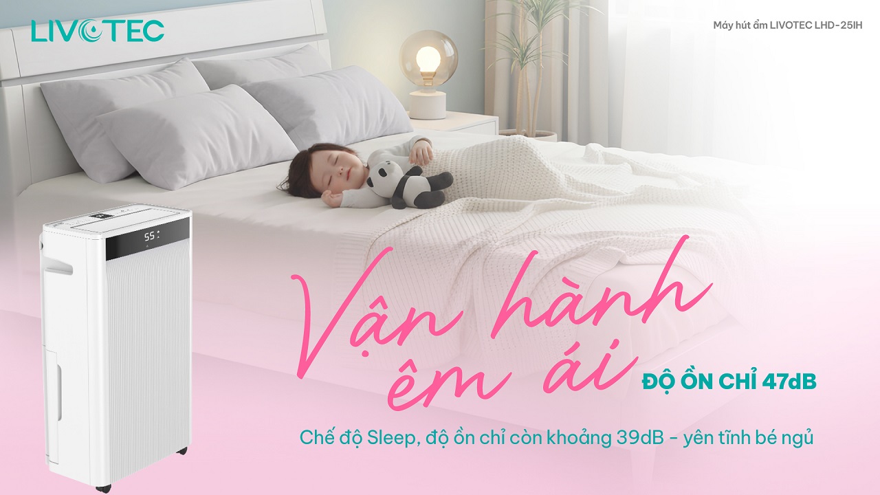 Máy hút ẩm LHD-25IH vận hành êm chỉ 47dB
