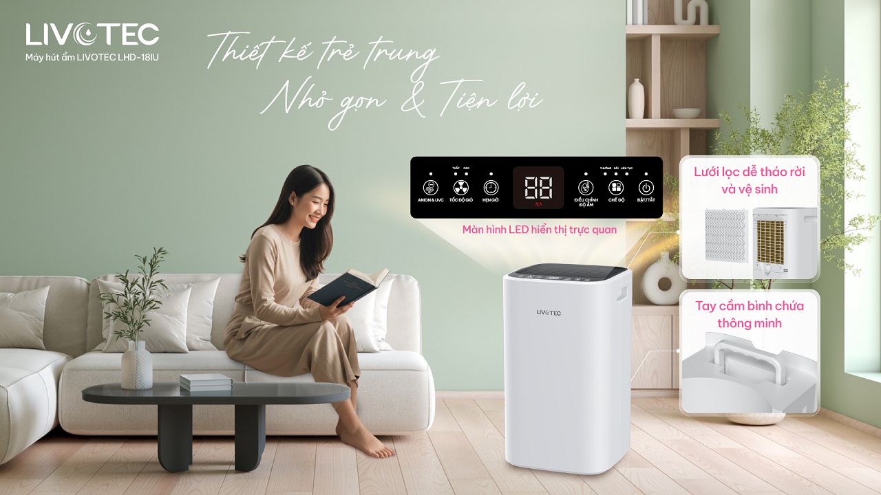 Livotec LHD-18IU thiết kế nhỏ gọn trẻ trung