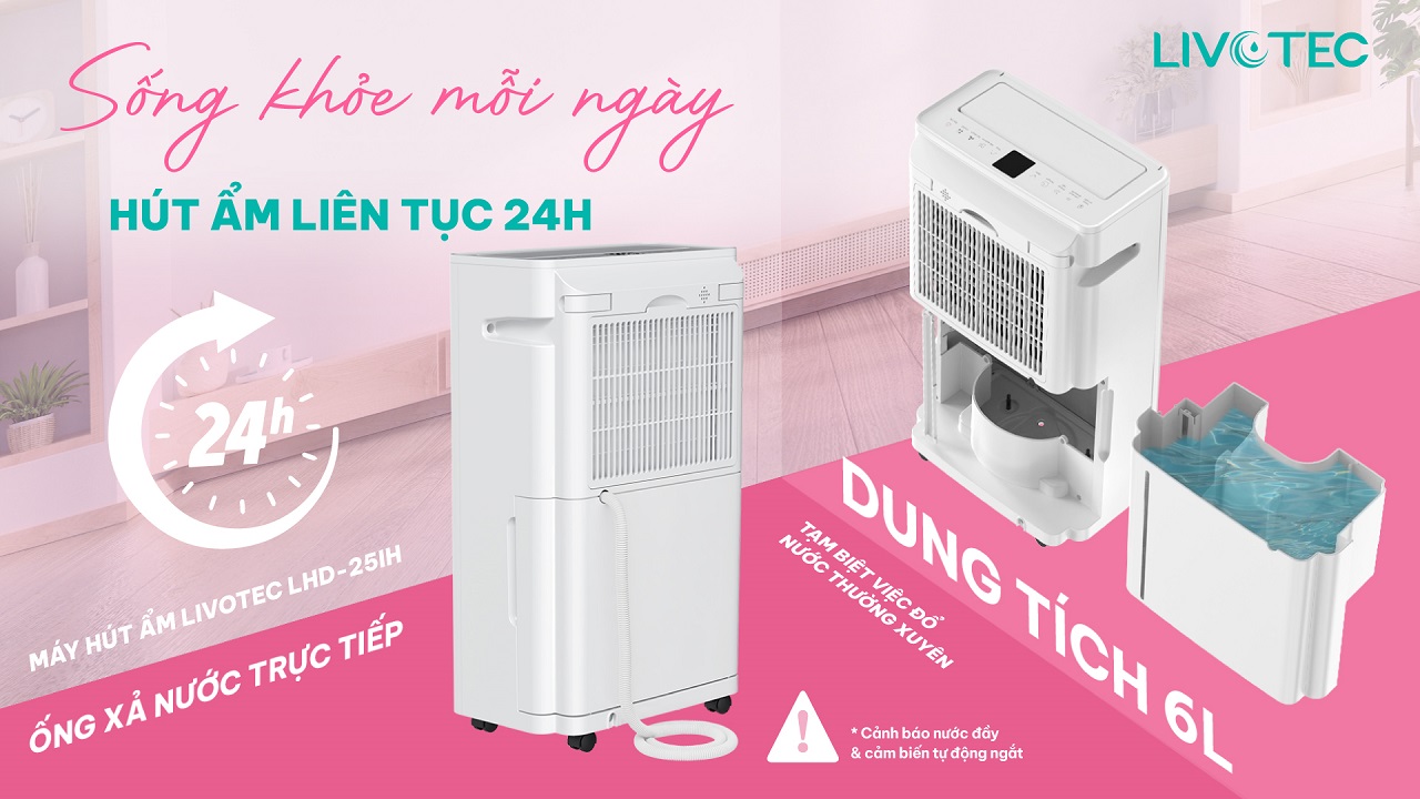Máy hút ẩm Livotec LHD-25IH bình nước 6L