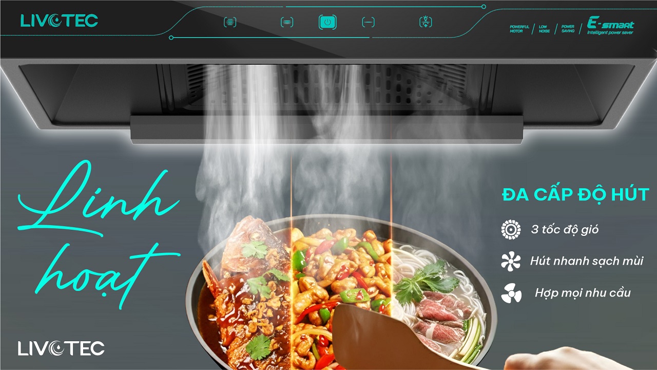 Máy hút mùi Livotec LRH-550G với 3 cấp độ gió